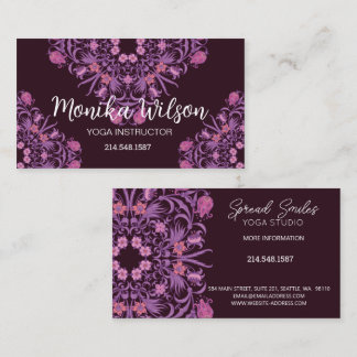 Tarjeta De Visita Mandala artística púrpura magenta