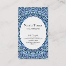 Tarjeta De Visita Mandala azul mágica del jardín de flores