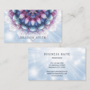 Tarjeta De Visita Mandala azul morado brillante