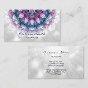 Tarjeta De Visita Mandala azul morado brillante