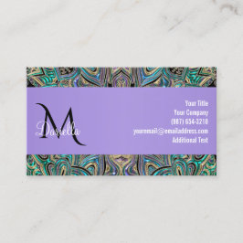 Tarjeta De Visita Mandala azul púrpura del oro verde de la lavanda