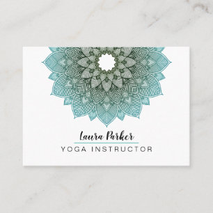 Tarjeta De Visita Mandala azul verde azulado Lotus Meditación Yoga h