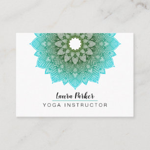 Tarjeta De Visita Mandala azul verde azulado Lotus Meditación Yoga h