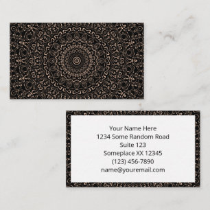 Tarjeta De Visita Mándala beige de albaricoque con elegante simetría