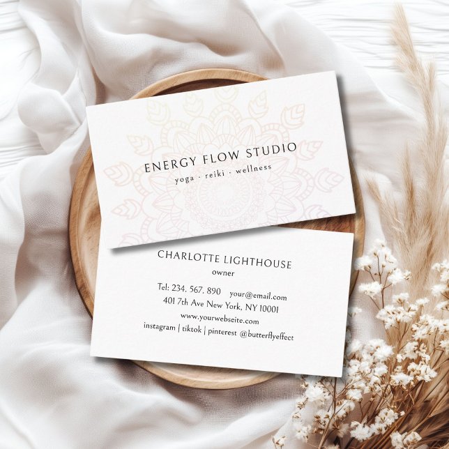 Tarjeta De Visita Mandala blanca (White Mandala Business Cards)