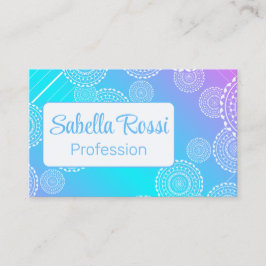 Tarjeta De Visita Mandala blanca en inverso arco iris rosado en Aqua