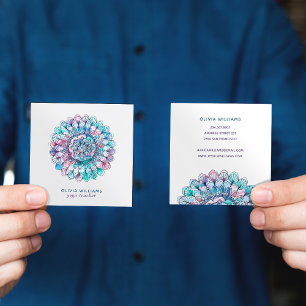 Tarjeta de visita Mandala Blue Pink Spiritual Yoga