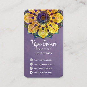 Tarjeta De Visita Mándala Boho Dorado