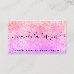 Tarjeta De Visita Mandala Boho Rosa Espiritual Bohemio