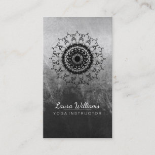 Tarjeta De Visita Mandala Damask Lotus Flower Mediation Black White