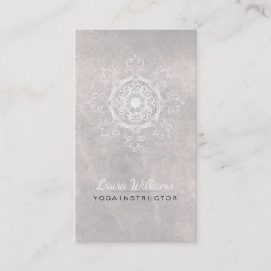 Tarjeta De Visita Mandala Damask Lotus Flower Mediation Black White