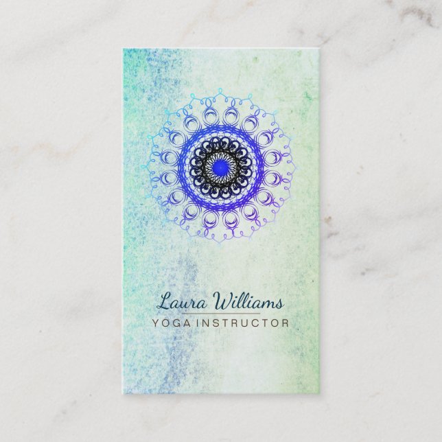 Tarjeta De Visita Mandala Damask Lotus Flower Meditation holístico (Anverso)
