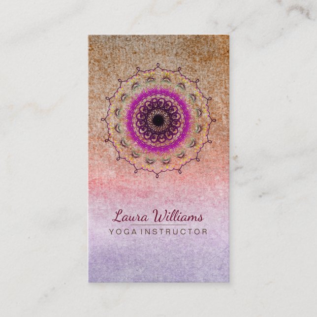 Tarjeta De Visita Mandala Damask Lotus Flower Meditation holístico (Anverso)