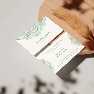 Tarjeta De Visita Mandala de color verde salado de moda