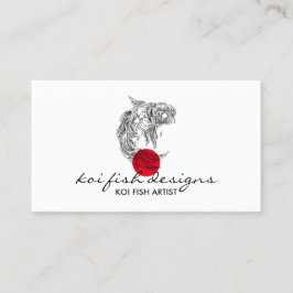 Tarjeta De Visita Mandalá de pez koi punto rojo espiritual