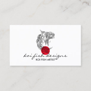 Tarjeta De Visita Mandalá de pez koi punto rojo espiritual