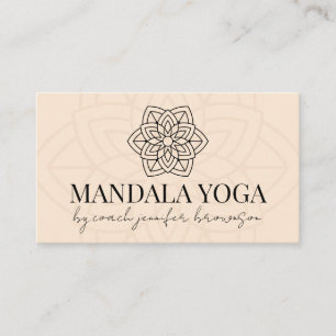 Tarjeta De Visita Mandalá de Yoga Espiritual Beige Rosado