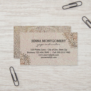 Tarjeta De Visita Mandala del oro del purpurina el   Boho del