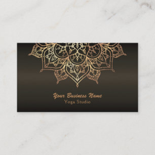 Tarjeta De Visita Mandala dorada Bronce marrón terroso Yoga moderno