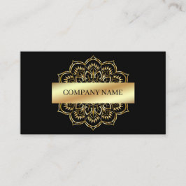 Tarjeta De Visita Mandala dorada sobre fondo negro