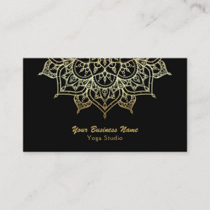 Tarjeta De Visita Mandalá Dorado Estudio de Yoga Moderno Chic Elegan