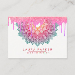 Tarjeta De Visita Mandala Drige Lotus Flor Yoga Rosa Holístico