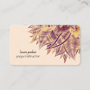 Tarjeta De Visita Mandala Elegante Boho Paisley Arte Floral Yoga