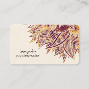 Tarjeta De Visita Mandala Elegante Boho Paisley Arte Floral Yoga Bus