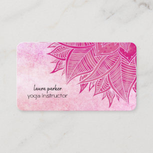 Tarjeta De Visita Mandala Elegante Boho Paisley Floral Arte Rosa Yog