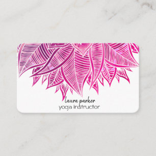 Tarjeta De Visita Mandala Elegante Boho Paisley Floral Arte Rosa Yog