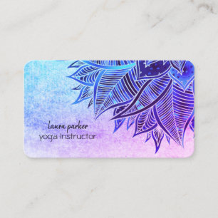 Tarjeta De Visita Mandala Elegante Boho Paisley Floral Azul arte Yog
