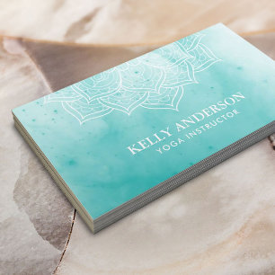 Tarjeta De Visita Mandala elegante de Lotus de la acuarela del