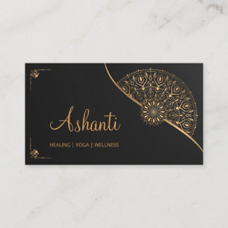 Tarjeta De Visita Mandala elegante moderna de oro negro