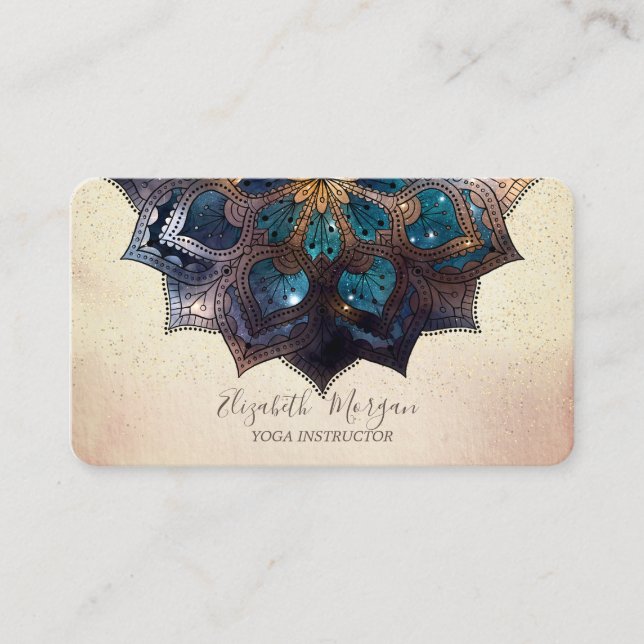 Tarjeta De Visita Mandala elegante profesional moderna,Yoga Confetti (Anverso)