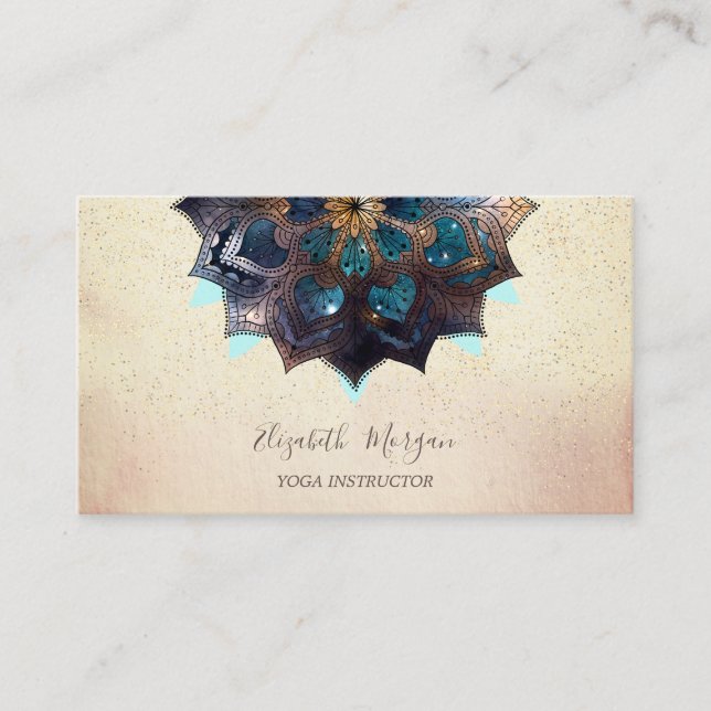 Tarjeta De Visita Mandala elegante profesional,Yoga Confetti (Anverso)