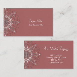 Tarjeta De Visita Mandala elegante y moderna de yoga rosa blanco boh