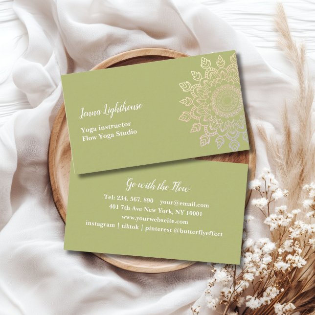 Tarjeta De Visita mandala específica del cliente (customer specific mandala soft-green business card)