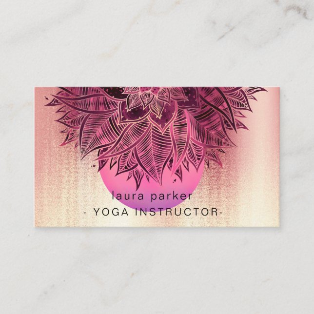 Tarjeta De Visita Mandala Floral Boho Masaje Yoga Instructor Busine (Anverso)