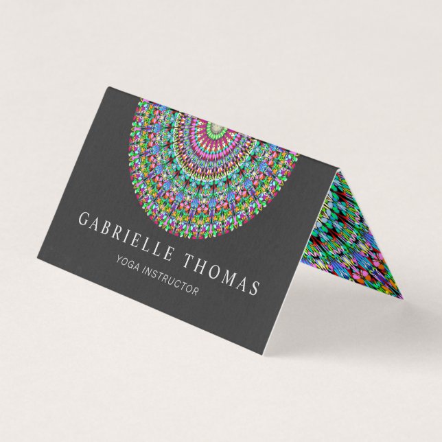 Tarjeta De Visita Mandala floral colorida (Anverso)