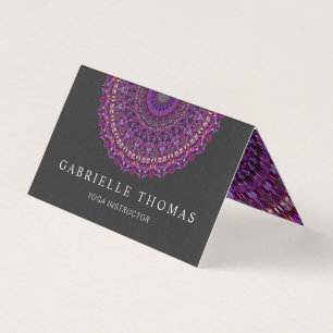 Tarjeta De Visita Mandala floral colorida púrpura