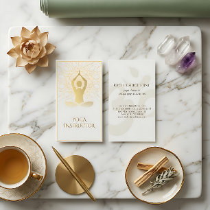 Tarjeta De Visita Mándala floral de lámina de oro Símbolo Om de yoga