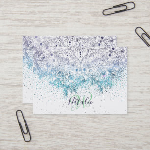 Tarjeta De Visita Mandala floral elegante e imagen de confeti
