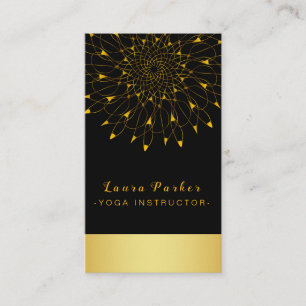 Tarjeta De Visita Mandala Gold Lotus Flor Yoga Vintage Holístico