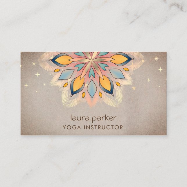Tarjeta De Visita Mandala Holistic Lotus Floral Zen Meditación Yoga (Anverso)