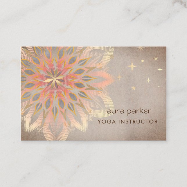 Tarjeta De Visita Mandala Holistic Lotus Floral Zen Meditación Yoga (Anverso)