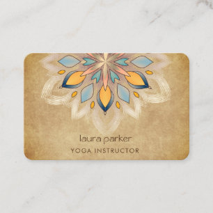 Tarjeta De Visita Mandala Holístico Floral Loto Zen Yoga