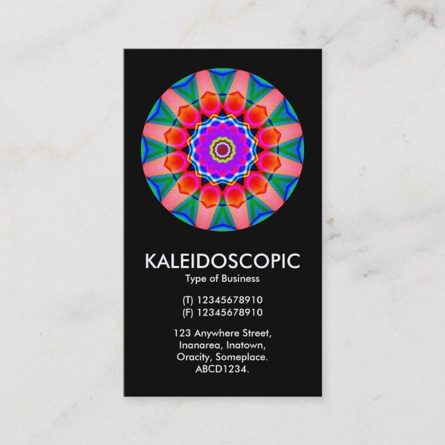 Tarjeta De Visita Mandala Kaliedoscópica 03 - Negro (Anverso)