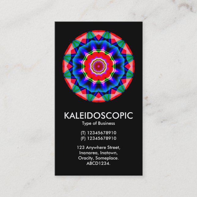 Tarjeta De Visita Mandala Kaliedoscópica 04 - Negro (Anverso)