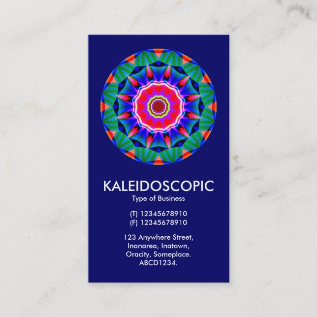 Tarjeta De Visita Mandala kaliedoscópica - Azul oscuro (Anverso)