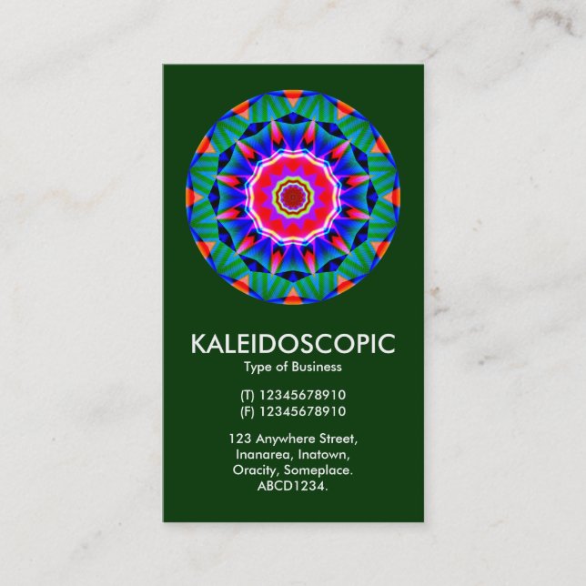 Tarjeta De Visita Mandala Kaliedoscópica - Verde oscuro (003300) (Anverso)